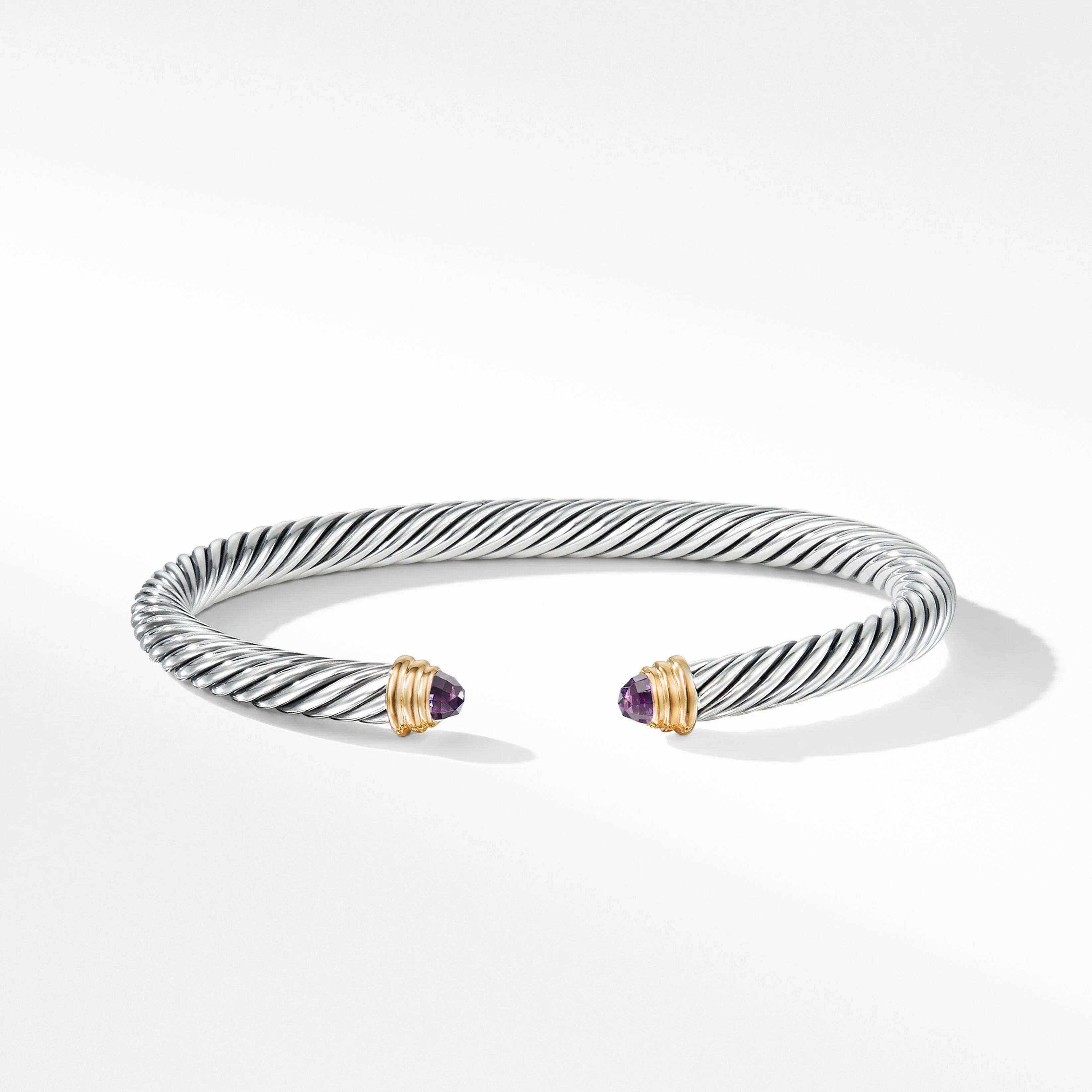 Cable Classics Bracelet in Sterling Silver with Amethyst and 14K Yellow Gold | David Yurman