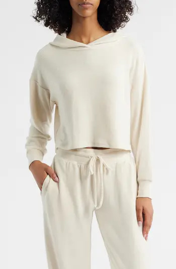 Buttercream Lily Lounge Crop Thermal Hoodie | Nordstrom