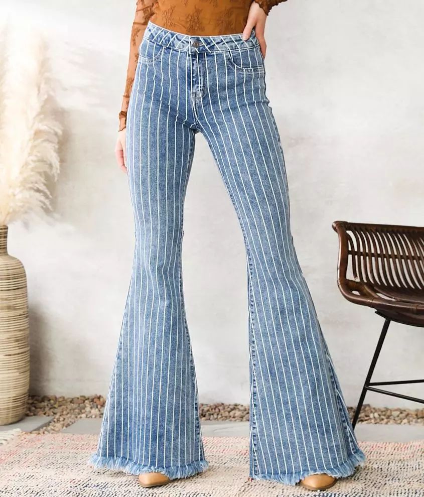 Cello High Rise Striped Flare Stretch Jean | Buckle