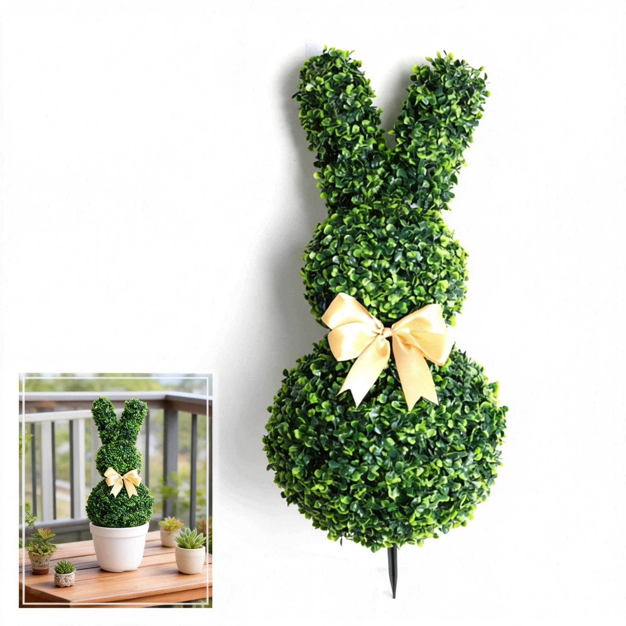 Artificial Easter Bunny Topiary Trees with Ground Spike,55cm/22inch UV-Resistant Easter Home Deco... | Amazon (US)