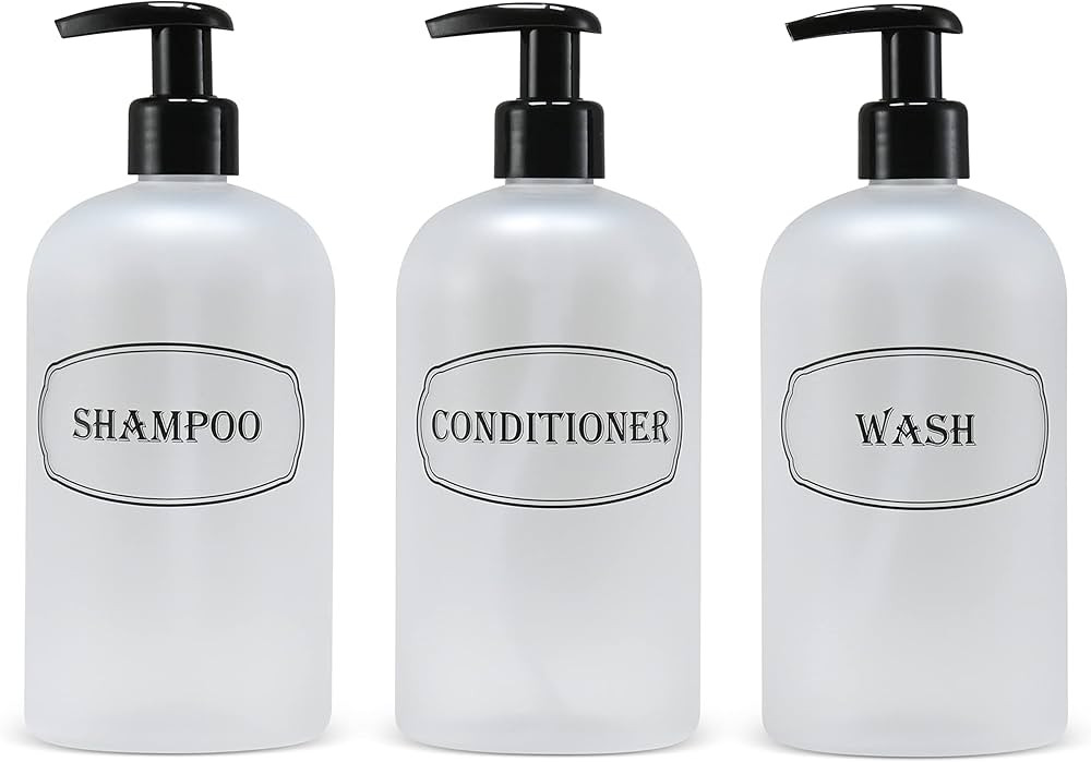 Bottiful Home 16 oz Shampoo, Conditioner, Body Wash PET Plastic Pump Bottle Shower Dispensers - S... | Amazon (US)
