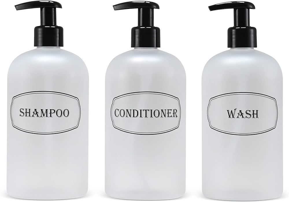 Bottiful Home 16 oz Shampoo, Conditioner, Body Wash PET Plastic Pump Bottle Shower Dispensers - S... | Amazon (US)