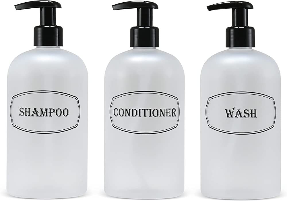 Bottiful Home 16 oz Shampoo, Conditioner, Body Wash PET Plastic Pump Bottle Shower Dispensers - S... | Amazon (US)