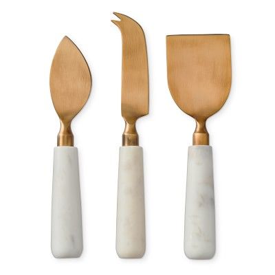 Marble & Brass Cheese Knives, Set of 3 | Williams Sonoma | Williams-Sonoma