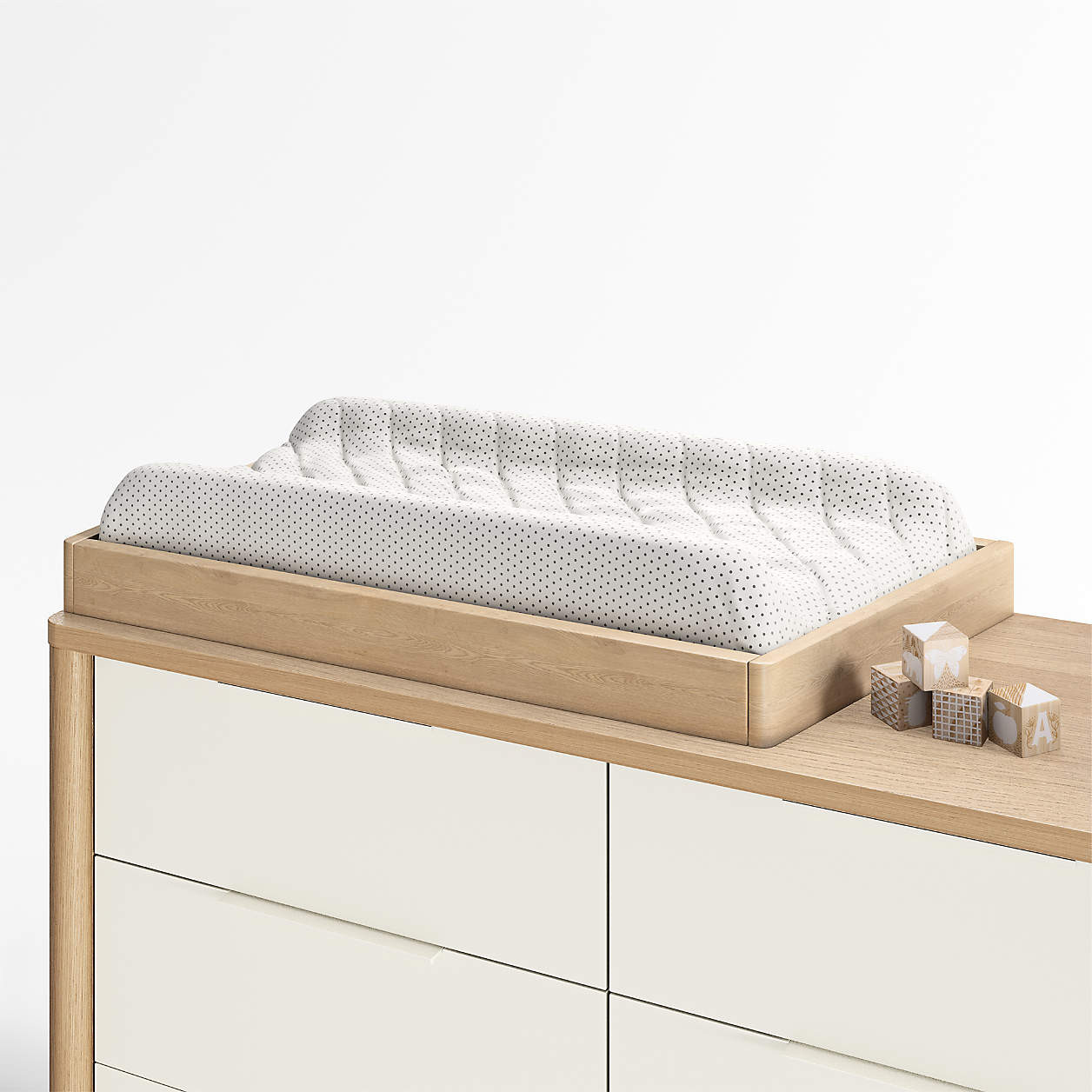 Natural Oak Wood Baby Changing Table Topper for Dresser | Crate & Kids | Crate & Barrel