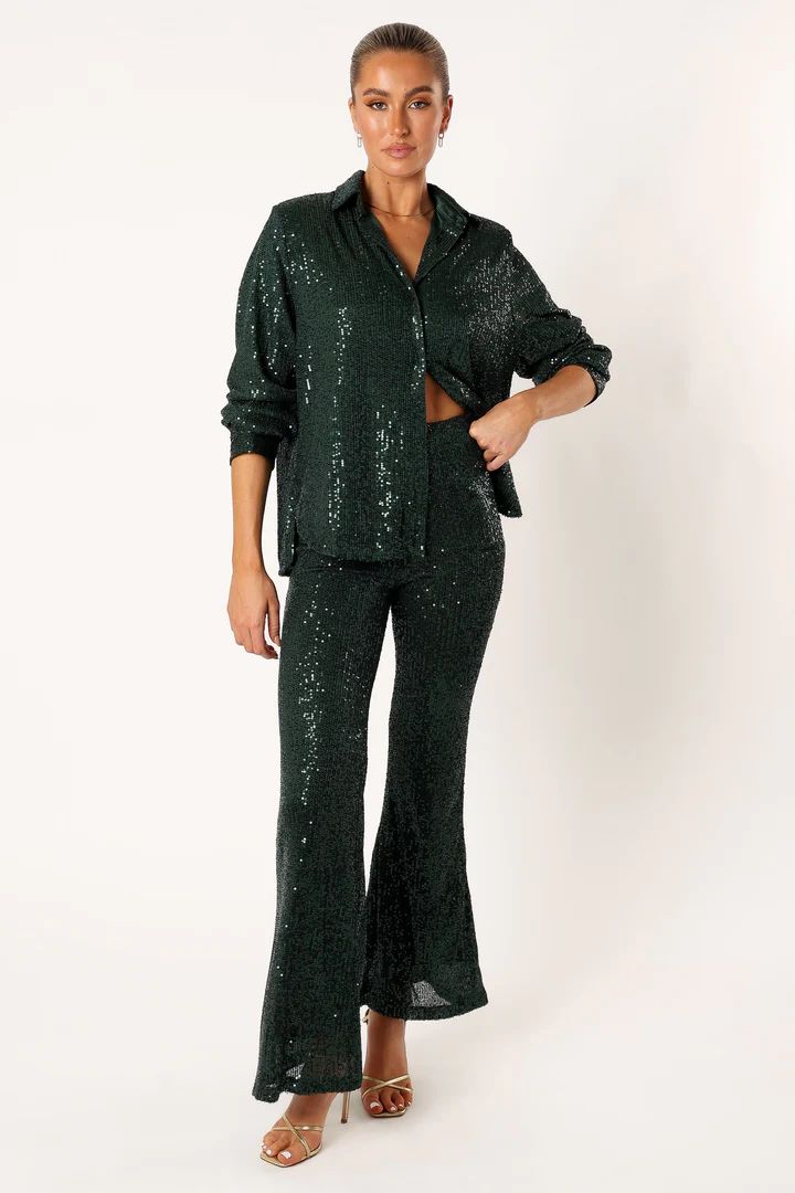 Darcy Sequin Two Piece Pant Set - Hunter Green | Petal & Pup (US)