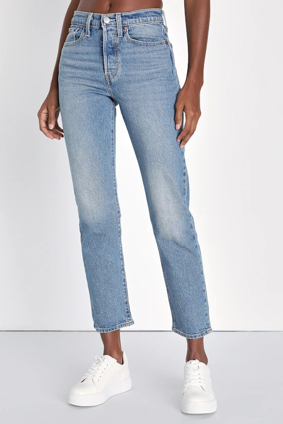 Wedgie Straight Fade Medium Wash High-Rise Cropped Jeans | Lulus (US)