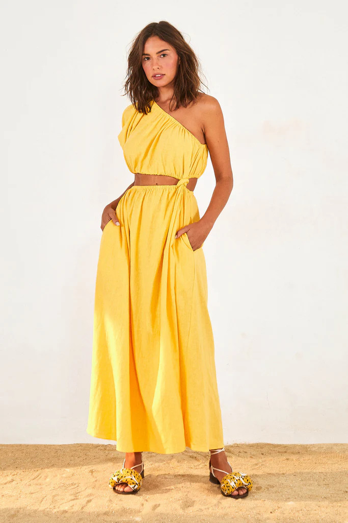 Yellow Open Waist Maxi Dress | FarmRio (US)
