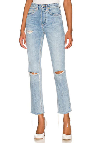 GRLFRND Karolina Petite High Rise Straight Crop in Point Loma from Revolve.com | Revolve Clothing (Global)