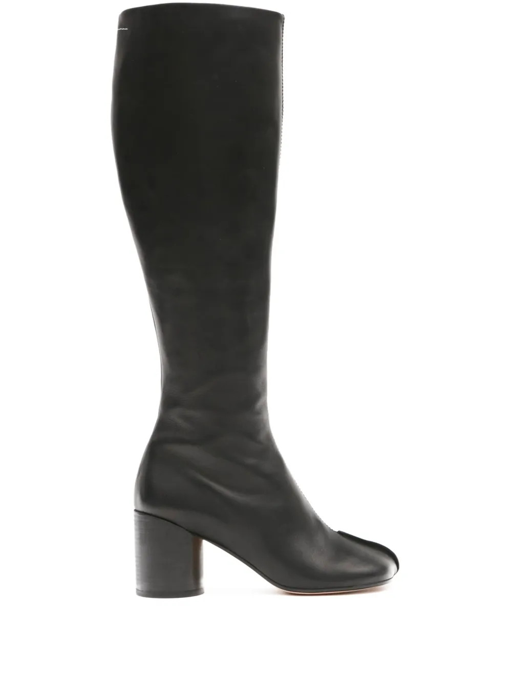 MM6 Maison Margiela knee-high leather boots - Black | Farfetch Global