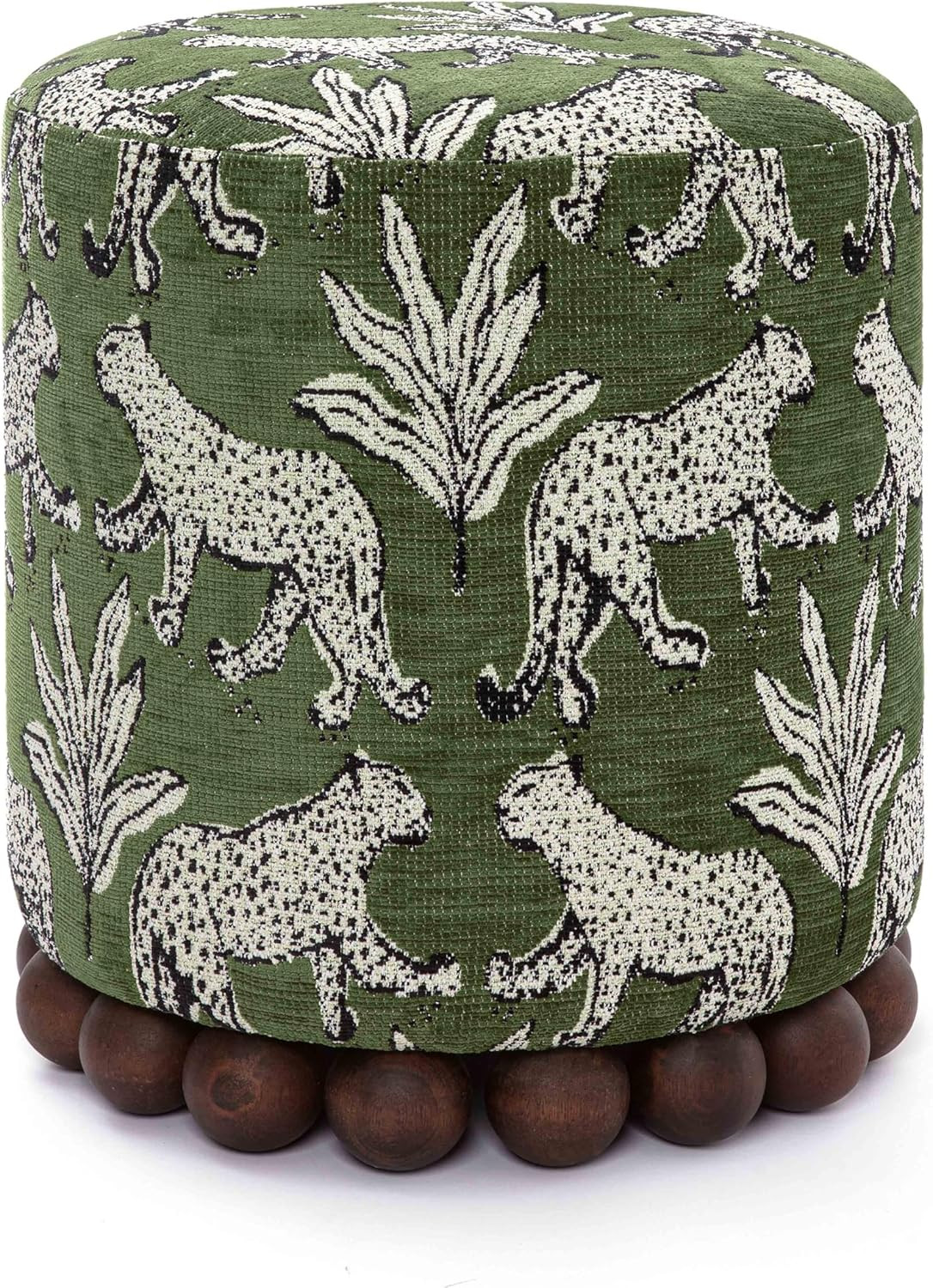 Tov Furniture Dex Olive Green Leopard Jacquard Ottoman | Amazon (US)
