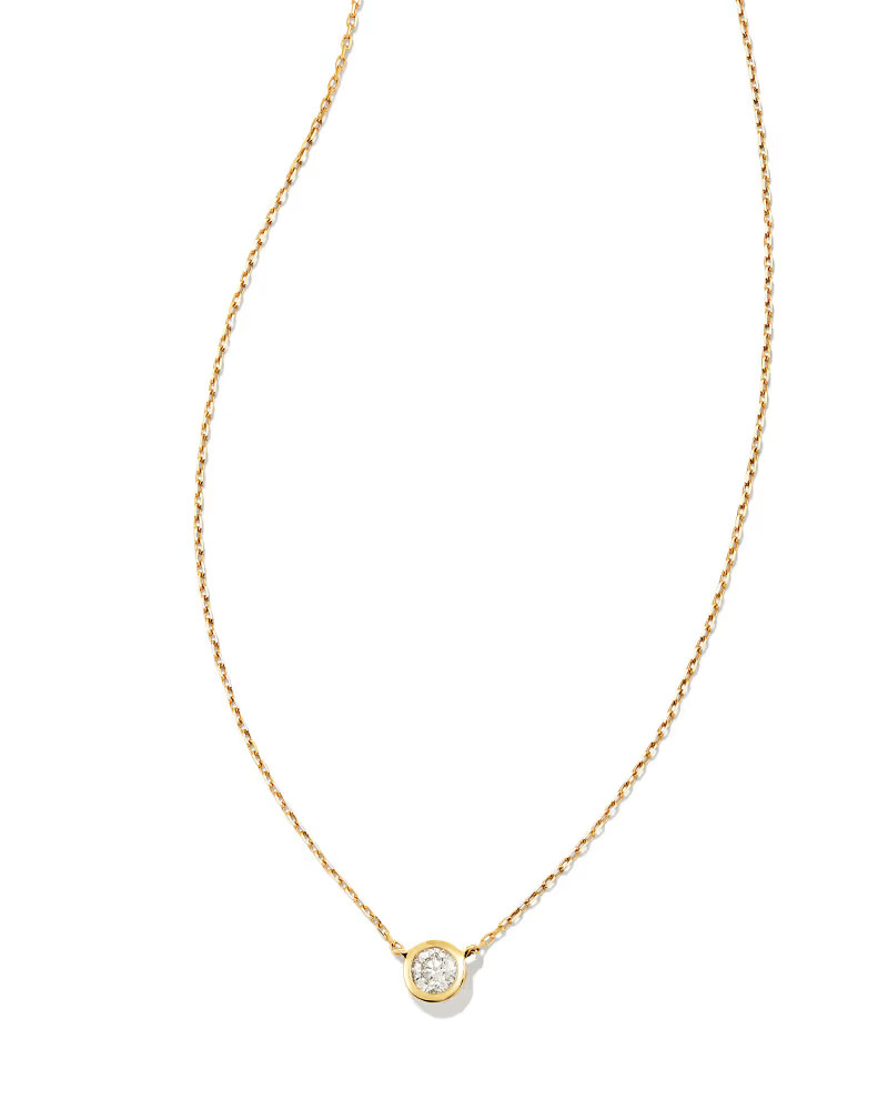 Audrey 14k Yellow Gold Pendant Necklace in White Diamond, .15ct | Kendra Scott