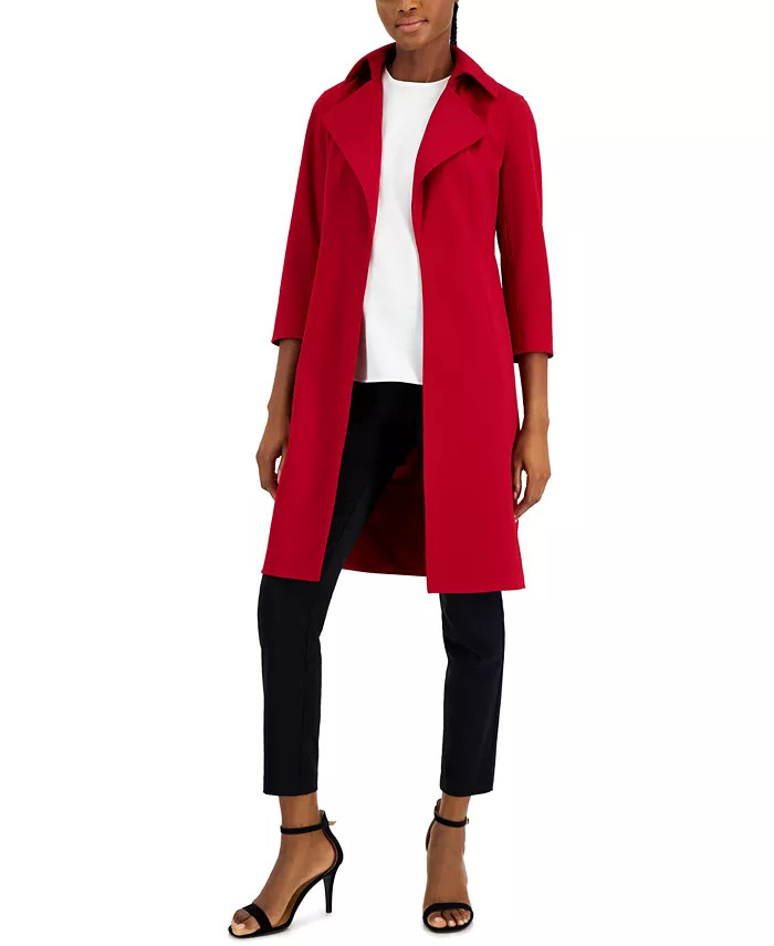 Women's Stretch Twill Kiss-Front Coat | Macys (US)