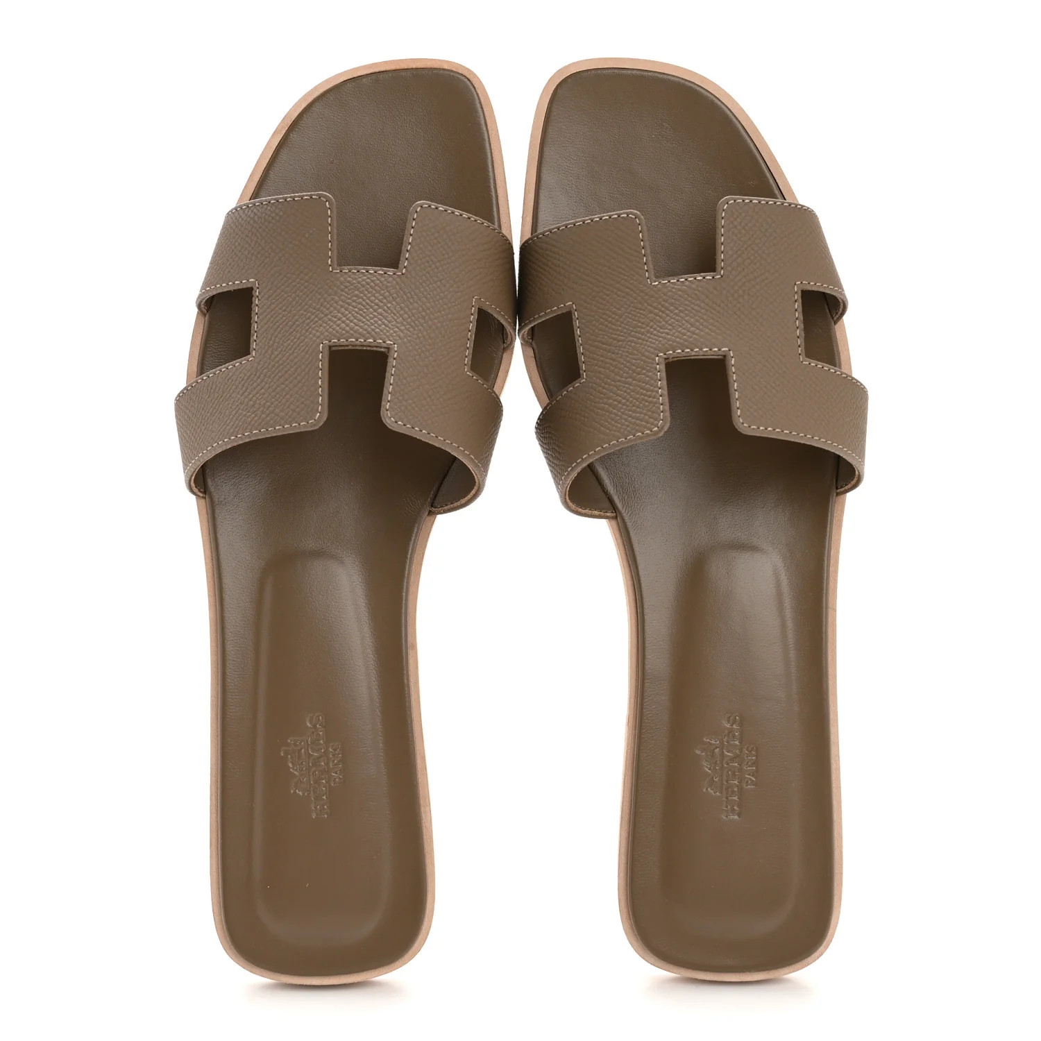 Epsom Oran Sandals 40.5 Etoupe | FASHIONPHILE (US)