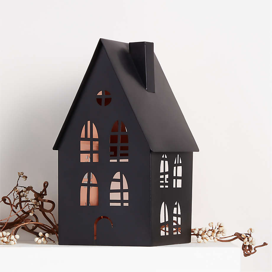 Small Black Halloween Haunted House Sculpture + Reviews | Crate & Barrel | Crate & Barrel