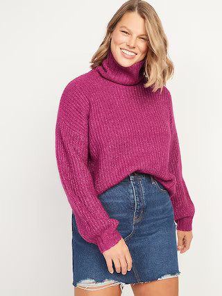Heathered Shaker-Stitch Turtleneck Sweater for Women | Old Navy (US)