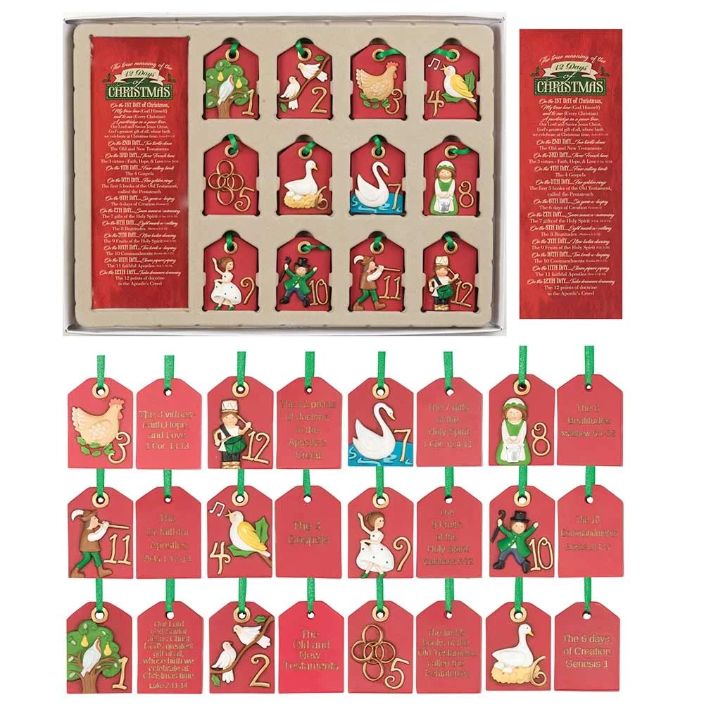 12.25" Red and Green 12 Days of Christmas Ornament Set | Walmart (US)