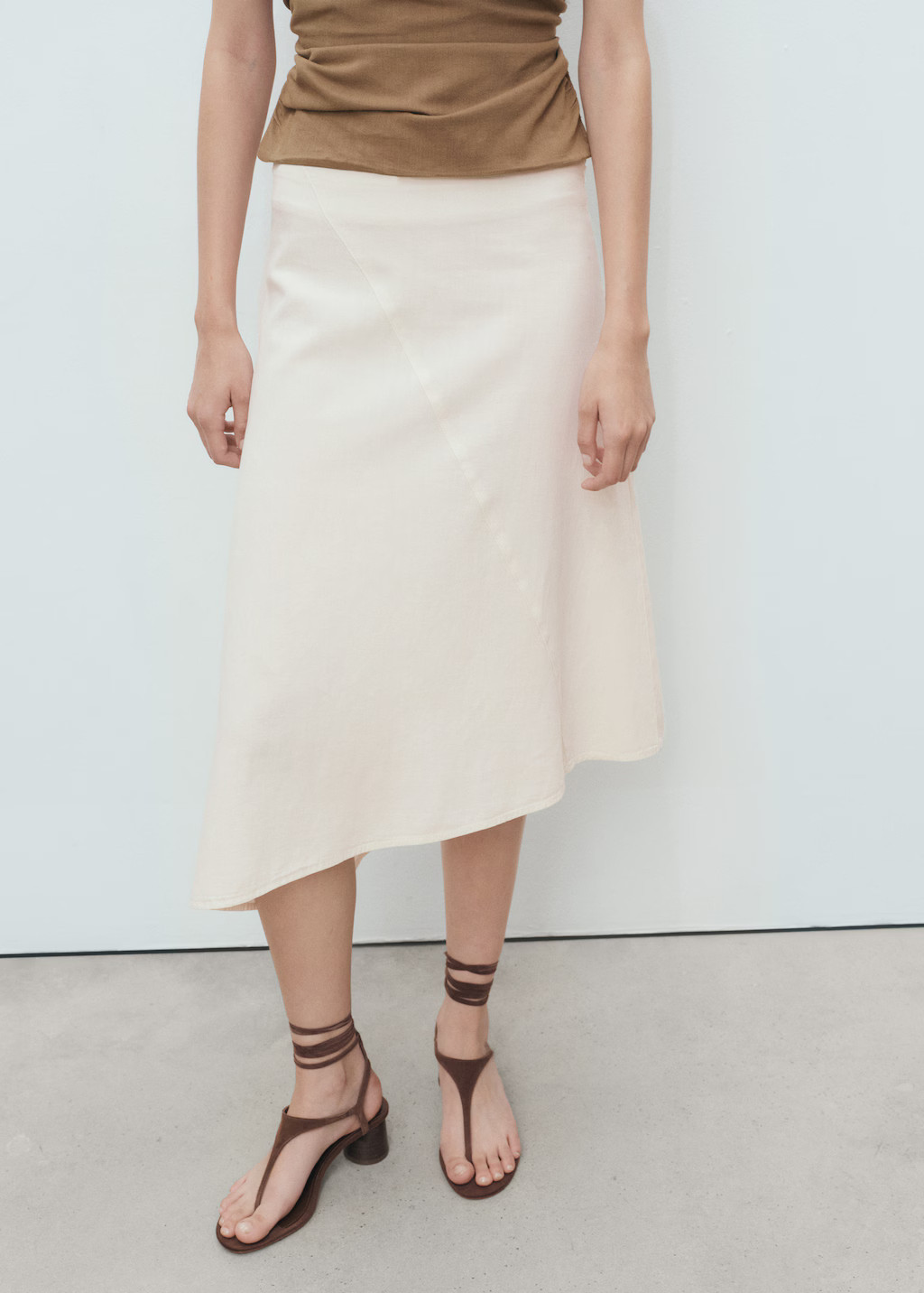 Asymmetrical cotton midi-skirt - Women | MANGO United Kingdom | MANGO (UK)