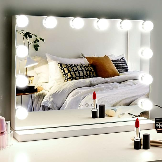M MIVONDA Lighted Makeup Vanity Hollywood Mirror with 3 Color Lights Dimmable LED Bulbs with 10X ... | Amazon (US)