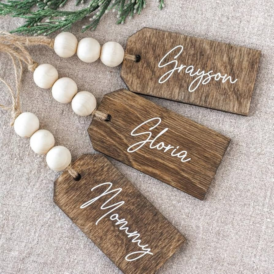 Beaded Wooden Name Tag - Personalized Christmas Stocking Tags | Amazon (US)