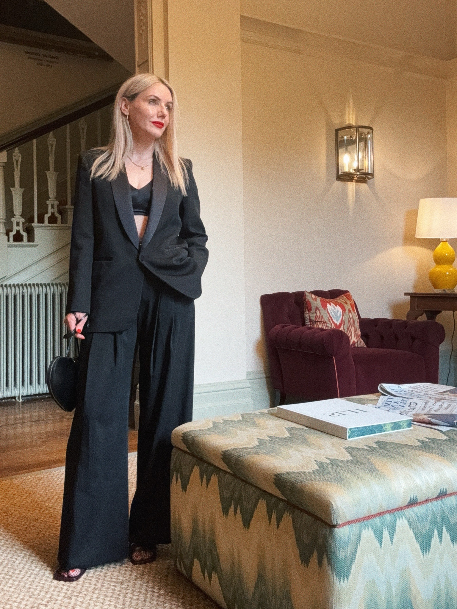 Spanx, Me+Em, Revlon, Alaia, Harvey Nichols, occasion wear, occasion outfit, tuxedo, black tie outfits, oversized blazer, black suit, oversized suit, wide leg trousers, black trousers, black bralette, satin bralette, red lipstick, red lip makeup, party outfits, event outfits, all black outfits 

#LTKstyletip #LTKeurope #LTKsummer