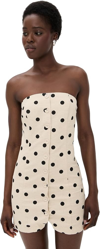 endless rose Women's Polka Dot Linen Strapless Dress | Amazon (US)