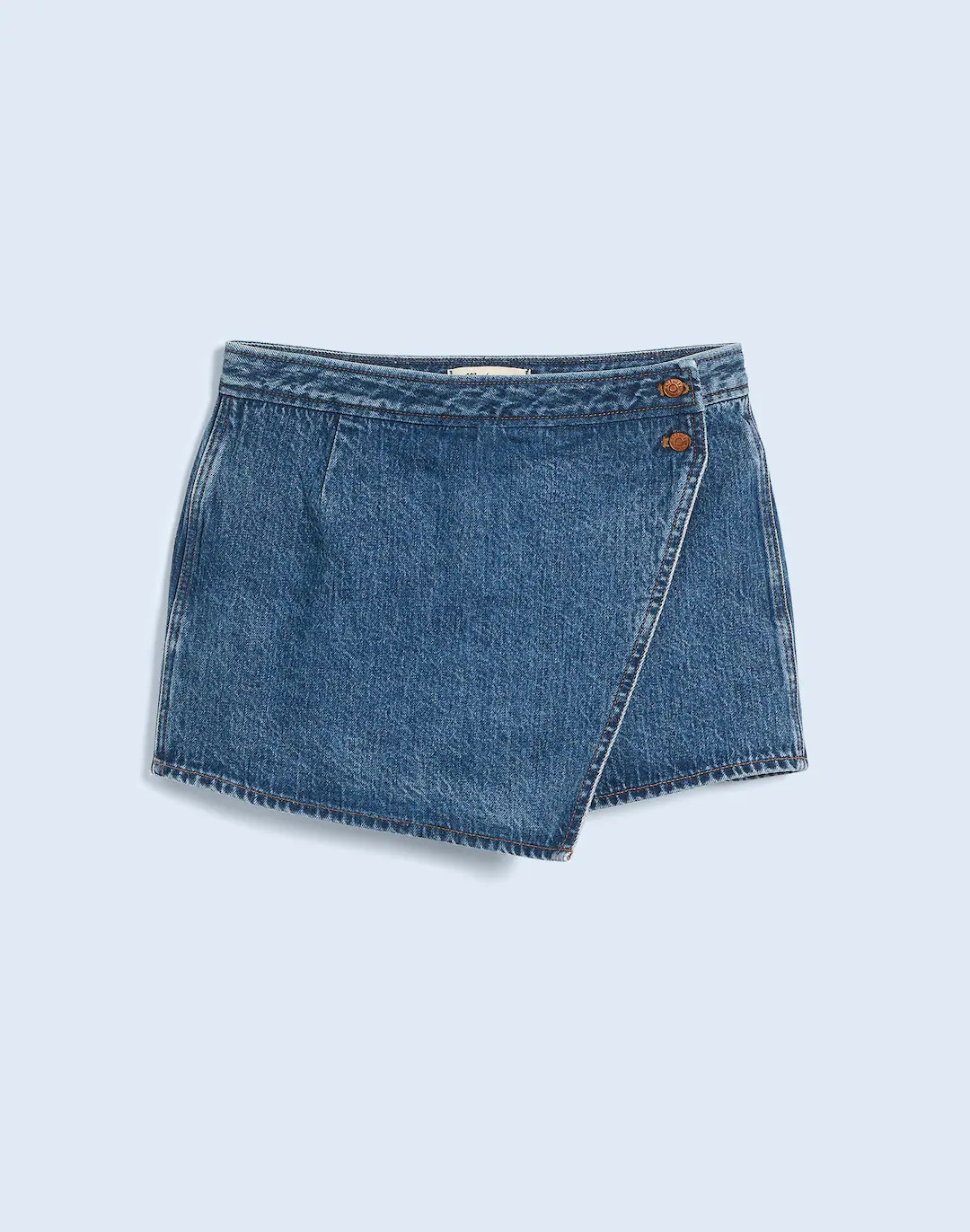 Denim Wrap Mini Skort in Haworth Wash | Madewell