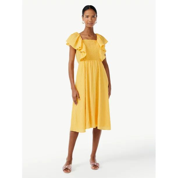 Scoop Women's Flutter Sleeve Midi Dress - Walmart.com | Walmart (US)