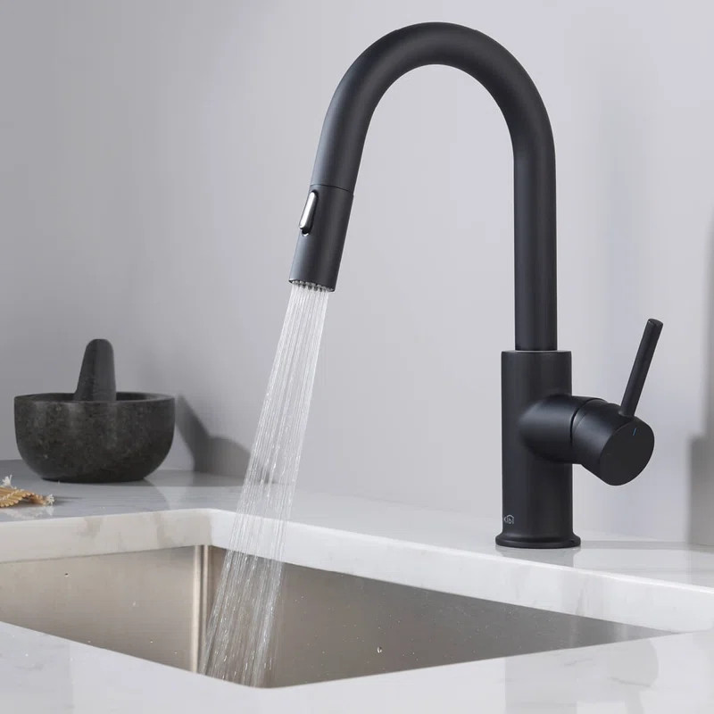 KKF2011MB Luxe Pull Down Single Handle Kitchen Faucet with Accessories | Wayfair North America