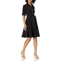 Sharagano Womens Button Front Pleated Shirt Casual Dress | Amazon (US)