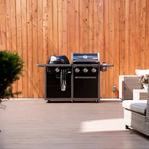 Coleman Revolution Dual Fuel 2-in-1 Combination 45,000 BTU 3-Burner Gas Grill/Kettle Charcoal Gri... | Wayfair North America