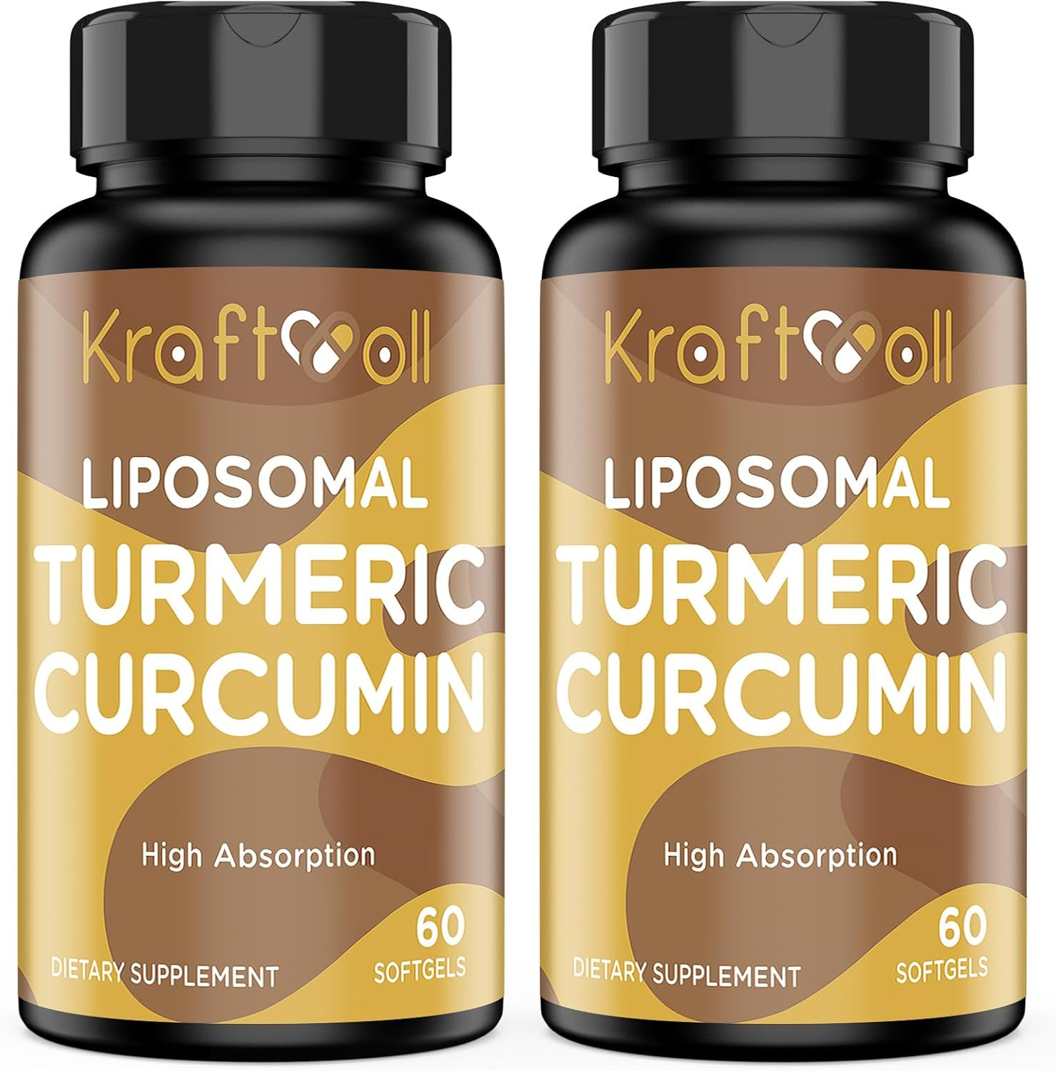 Liposomal Turmeric Curcumin 2200 mg with Black Pepper for Enhanced Absorption and Joint Support, 60 softgels (2 Bottles) | Amazon (US)