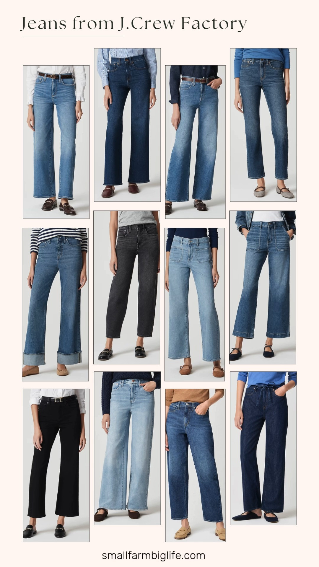J.Crew Factory has such a great denim lineup right now, with so many wide leg and stretch options for autumn outfits.

The amour blue wash Classic Wide Leg Jean and the dark tinted wash Classic Wide Leg Jean are both easy everyday staples in their all day stretch fabric, and the blue dover wash Classic Wide Leg Cuffed Jean adds a fun, finished detail. For something a little more polished, the cider blue and marina wash Modern Wide Leg Jeans in signature stretch+ are both great options with a bit more structure.

If you want a cropped style, the black Wide Leg Cropped Jean and the pewter blue wash Wide Leg Cropped Utility Jean both have that trendy, shorter length perfect for pairing with boots this fall. The sandy day wash Slim Wide Leg Patch Pocket Jean is a nice in between option if you want a slimmer fit through the leg.

For barrel leg styles, the washed black Barrel Leg Jean and the midnight river wash Slim Barrel Leg Jean both have that rounded, trendy silhouette that is everywhere right now. The stone blue wash Mid Rise Straight Jean is a classic, timeless option if you prefer a straight leg, and the dark wash Light Feel Drawstring Jean is such a comfortable, easy going pick for casual days.

So many great denim styles to shop this season, all linked for you.

#jcrewfactory #jeans #fallfashion #falloutfits #autumnoutfits 

 #LTKootd #LTKOver40 #LTKSaleAlert