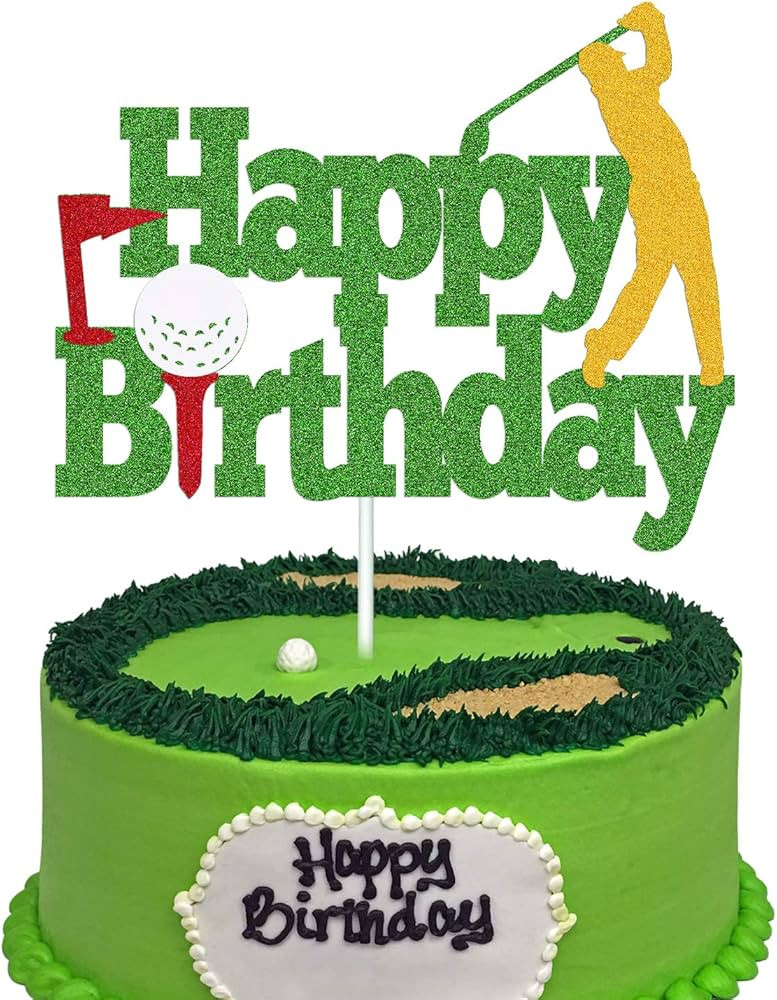 Golf Cake Topper Happy Birthday Sign Golf Ball Player Cake Decorations for Sport Theme Man Boy Gi... | Amazon (US)