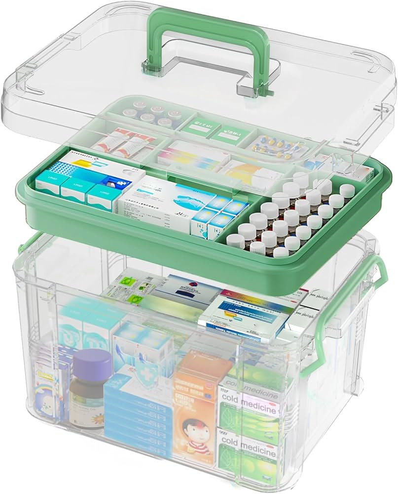 ANYPROLUS 15QT Clear Medicine Organizer Box with Handle, Plastic Medicine Container with Tray Fir... | Amazon (US)