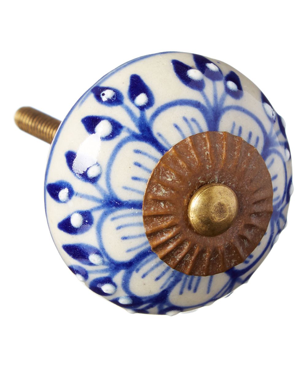 Shabby Restore Cabinet Knobs Blue - Blue Zinnia Flower Knobs - Set of Four | Zulily