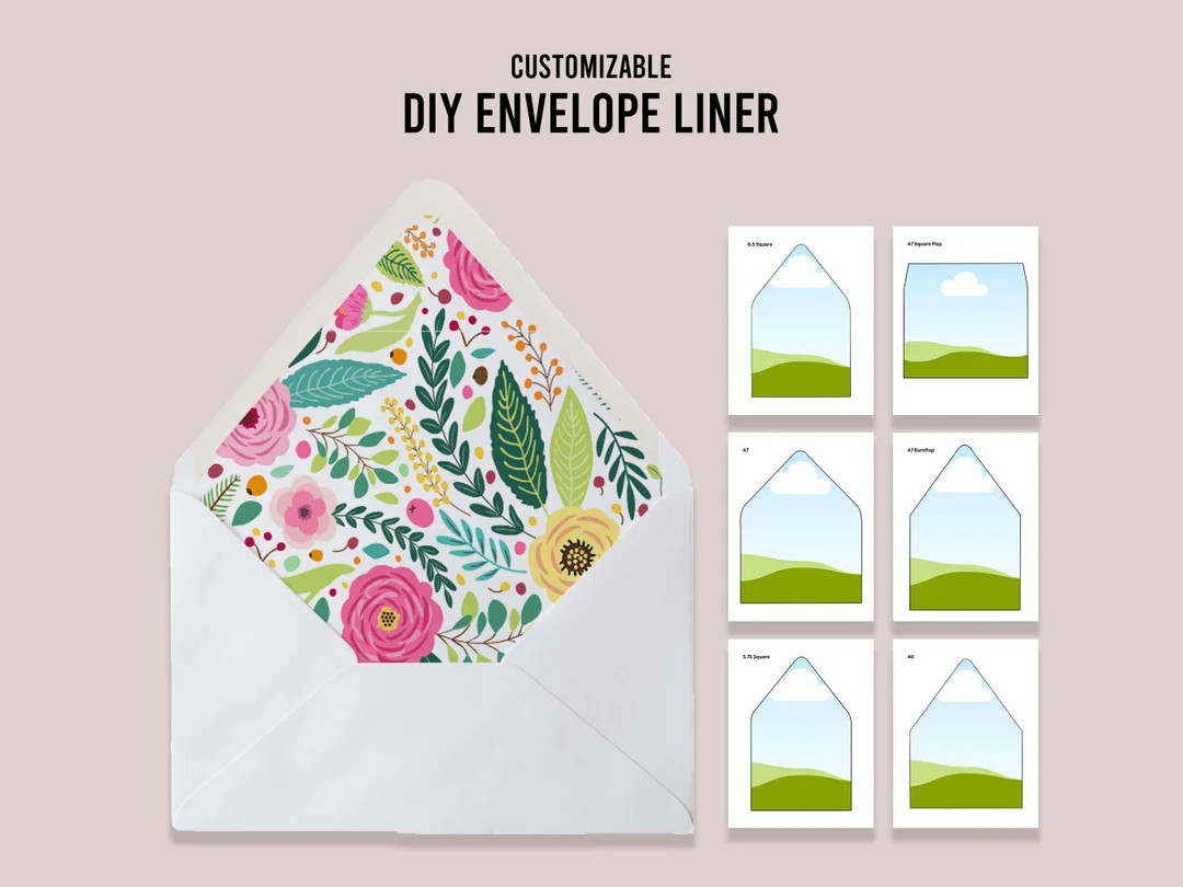 DIY Wedding Envelope Liners, Fully Customized Envelope Liner, Printable Template, Digital Downloa... | Etsy (US)