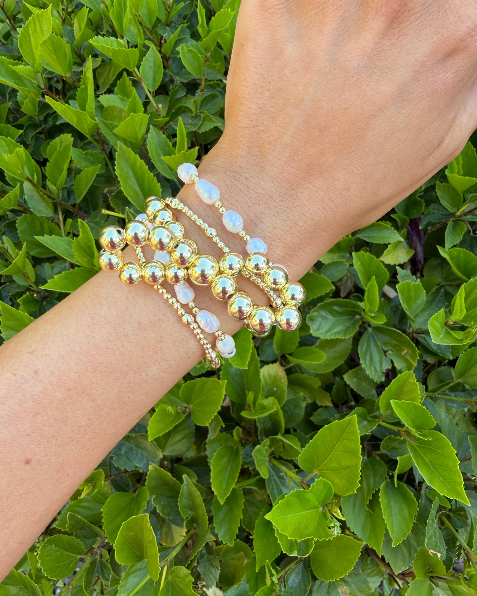 Current favorite stack ✨ Mixing bold gold beads with delicate pearls for that effortless everyday look. These handmade pieces from @cocosbeadsandco are made for layering, stacking, and wearing on repeat. The kind of jewelry that instantly pulls an outfit together without overthinking it 🤍💫

#LTKgrwm #LTKootd