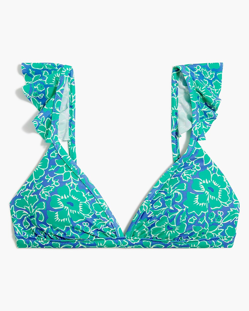 Floral ruffle-shoulder V-neck bikini top | J.Crew Factory