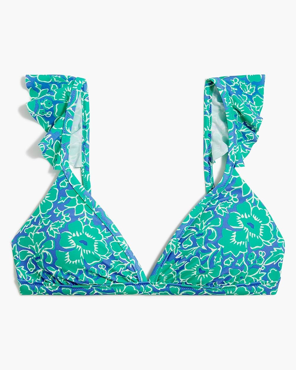 Floral ruffle-shoulder V-neck bikini top | J.Crew Factory