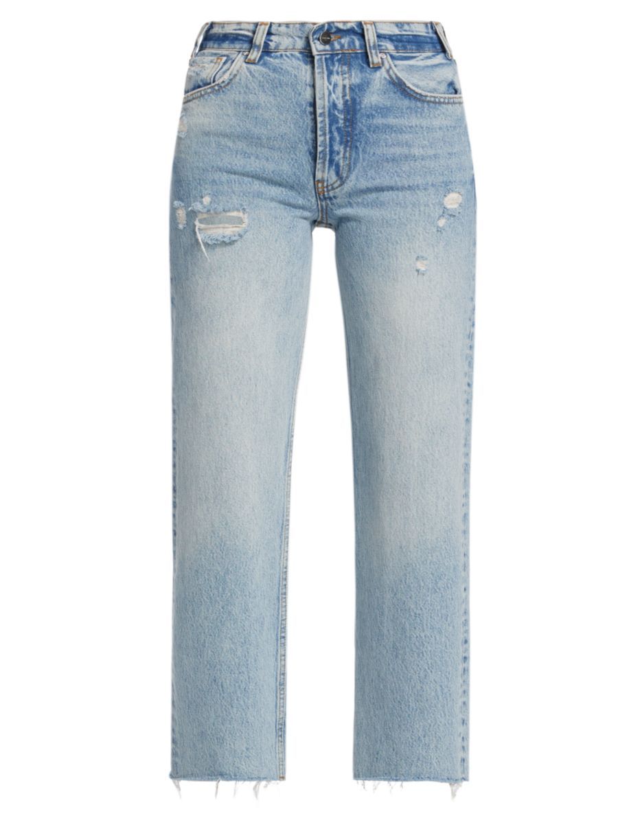 Gavin High-Rise Distressed Wide Crop Jeans | Saks Fifth Avenue
