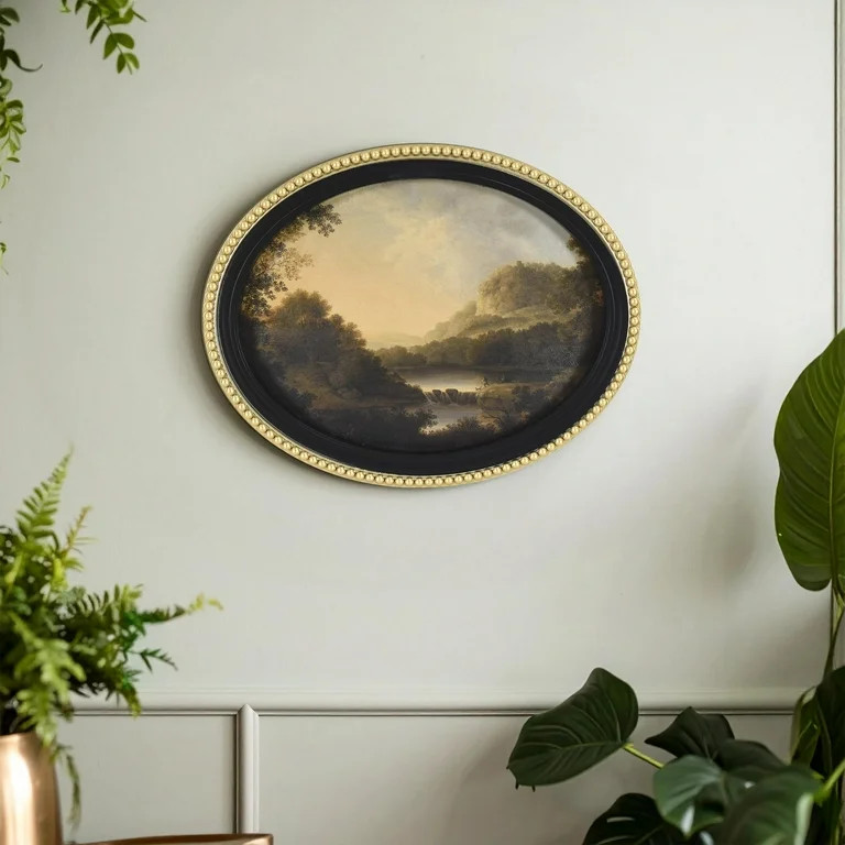 Home Decor Collection Gold Metro Beaded Oval Framed Landscape Wall Art, Vintage-Style Décor for ... | Walmart (US)