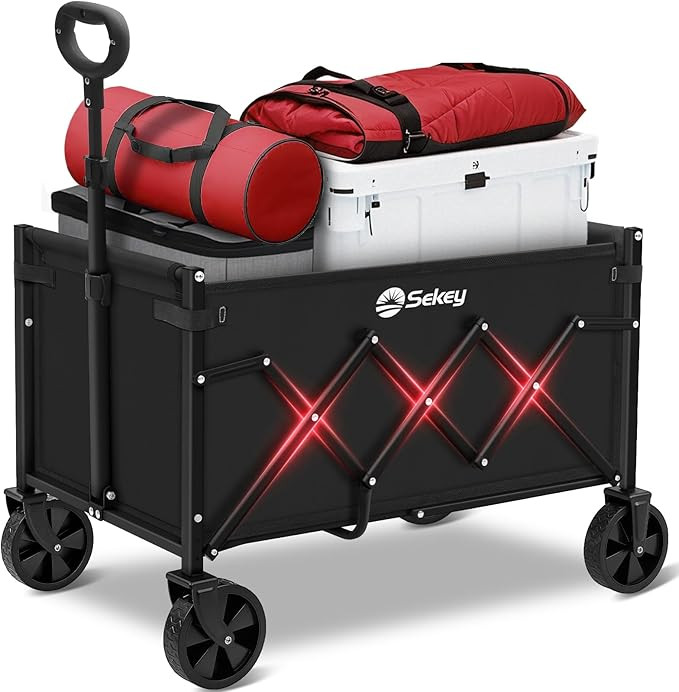 Wagon Cart with Wheels with 220LBS Capacity,Heavy Duty Wagon Carts Foldable,Lightweight Utility P... | Amazon (US)
