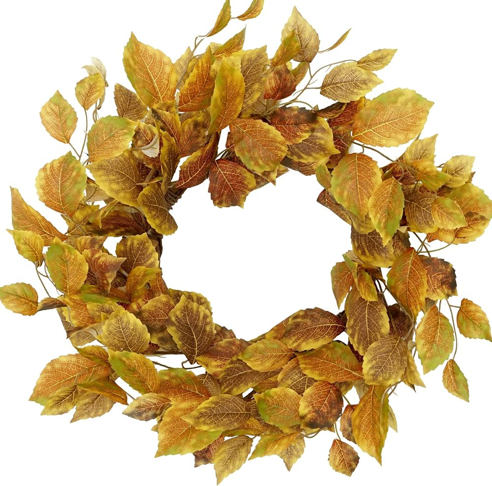 Artificial Fall Wreath for Front Door Autumn Door Wreath Harvest Wreath with Orange and Rusty Bir... | Amazon (US)