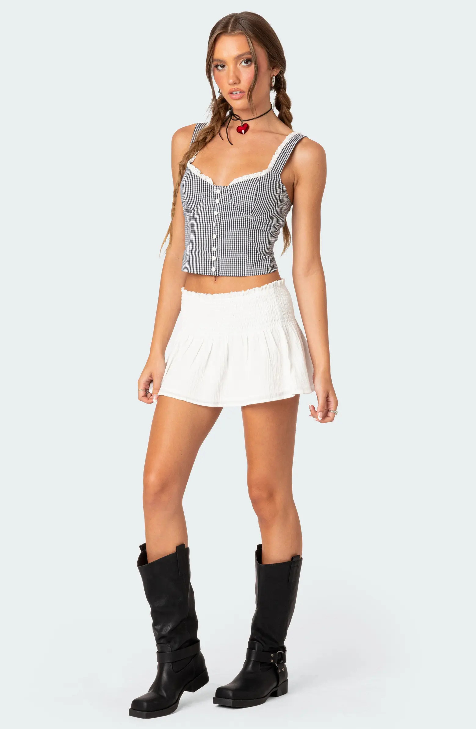 Gingham Bustier Corset Cotton Top | Nordstrom