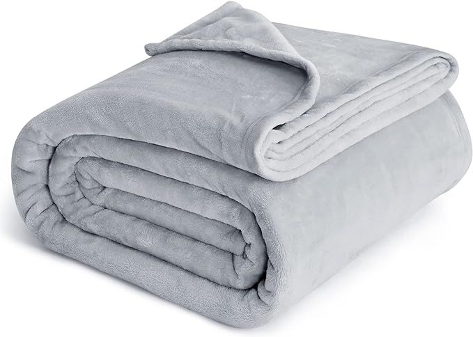 Bedsure Fleece Blanket Queen Blanket Light Grey - Bed Blanket Soft Lightweight Plush Fuzzy Cozy L... | Amazon (US)