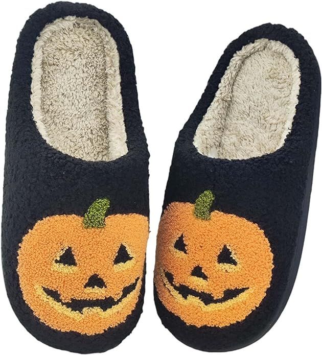 Halloween Pumpkin Slippers for Women Men,Cute Comfy Bedroom Slippers,Home Slippers House Slippers... | Amazon (US)