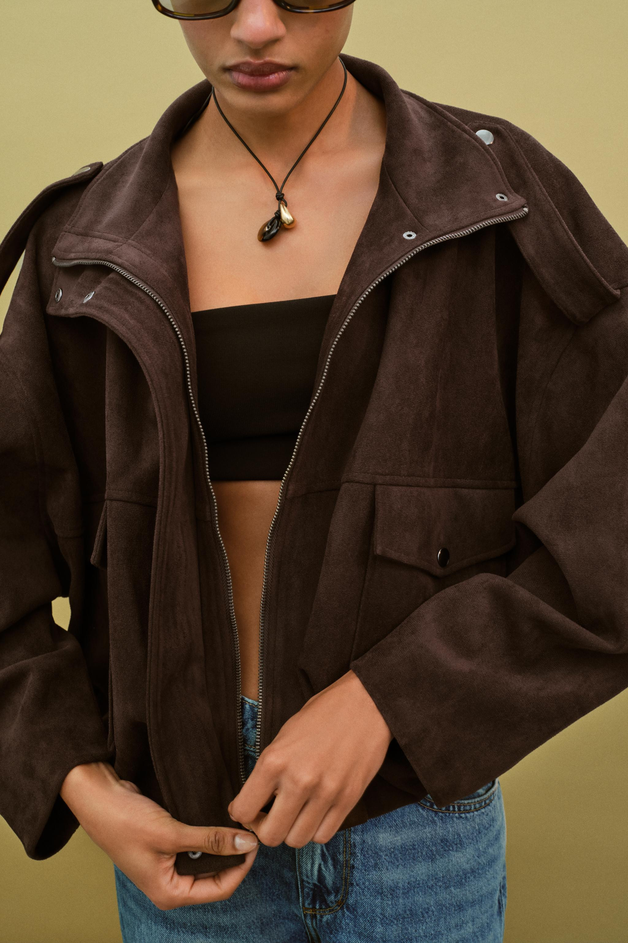 FAUX SUEDE JACKET WITH TABS | Zara UK