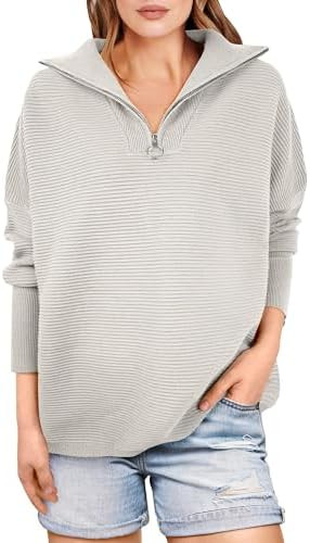 ANRABESS Quarter Zip Oversized Pullover Sweaters | Amazon (US)