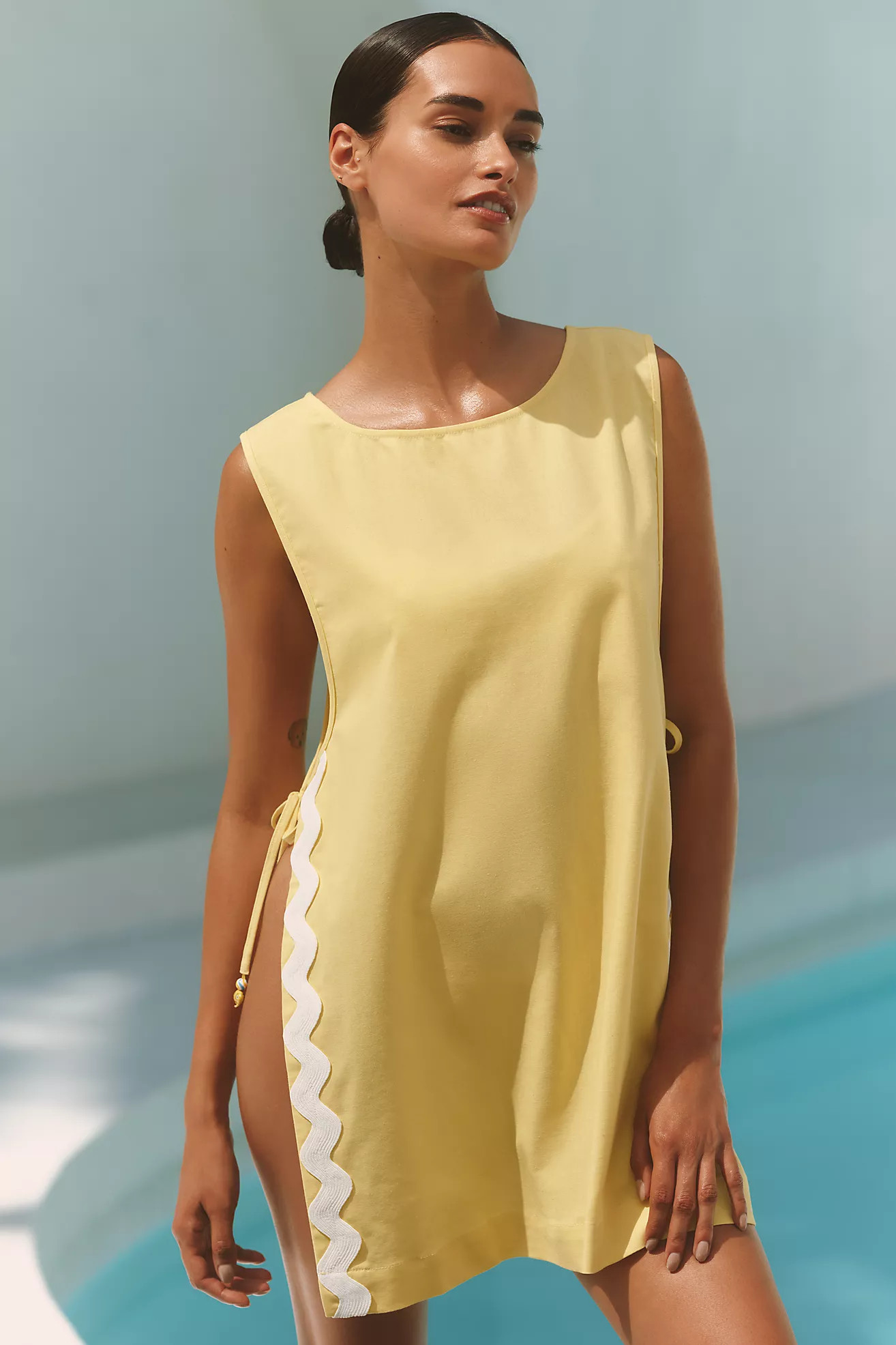 Maeve Linen Blend Ric Rac Side-Tie Tunic Top | Anthropologie (US)